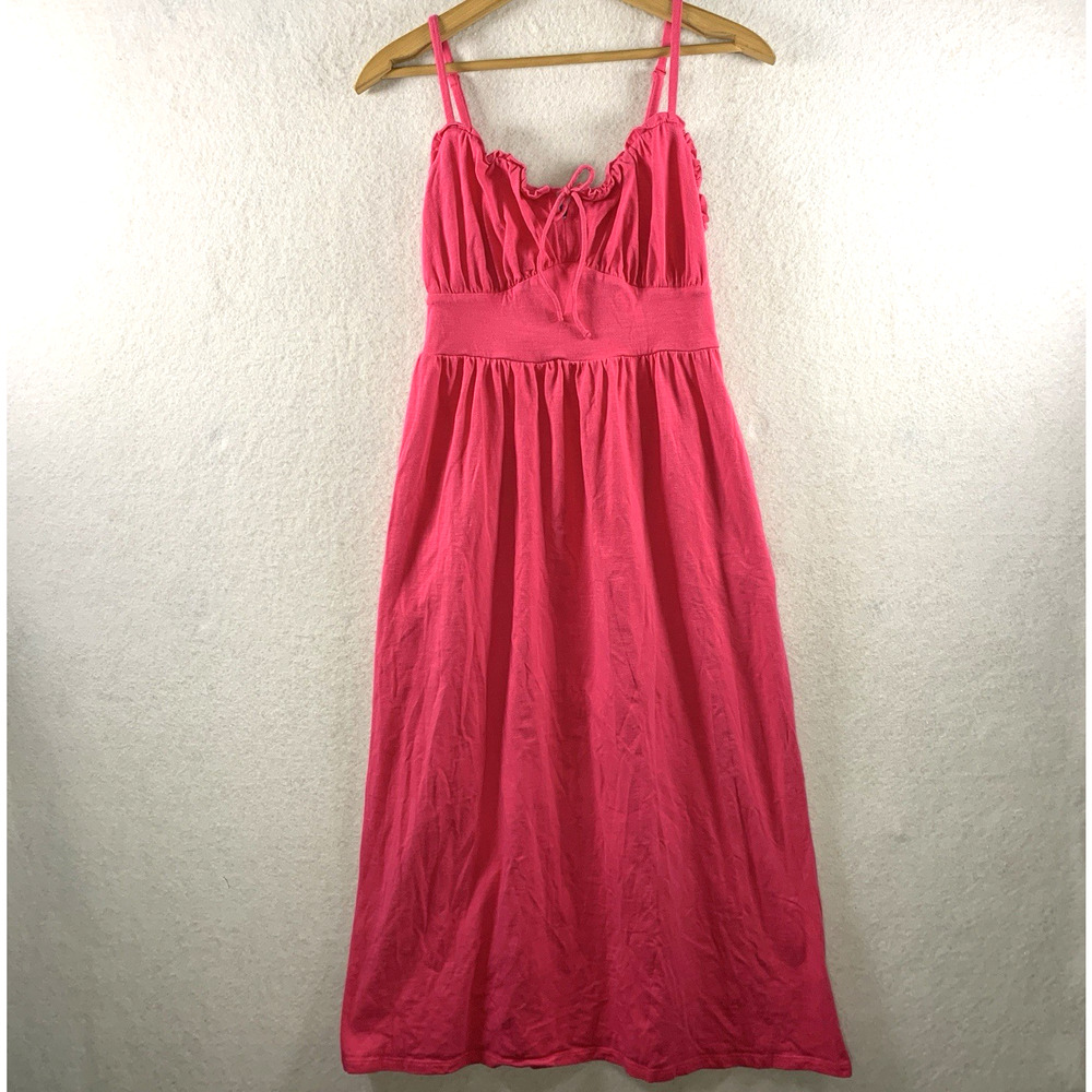 Old Navy Womens Milkmaid Maxi Sundress Sz S Pink Peasant Cottage Bow Smocked‎